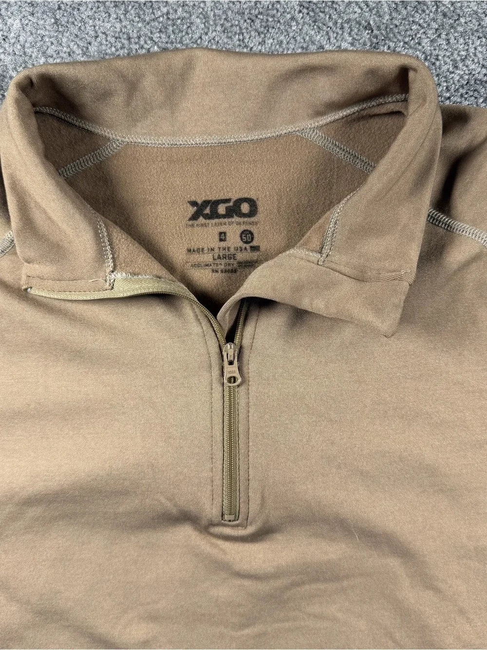 XGO Tactical Apparel Acclimate Dry Long Sleeve 1/4 Zip Shirt Top Coyote Large